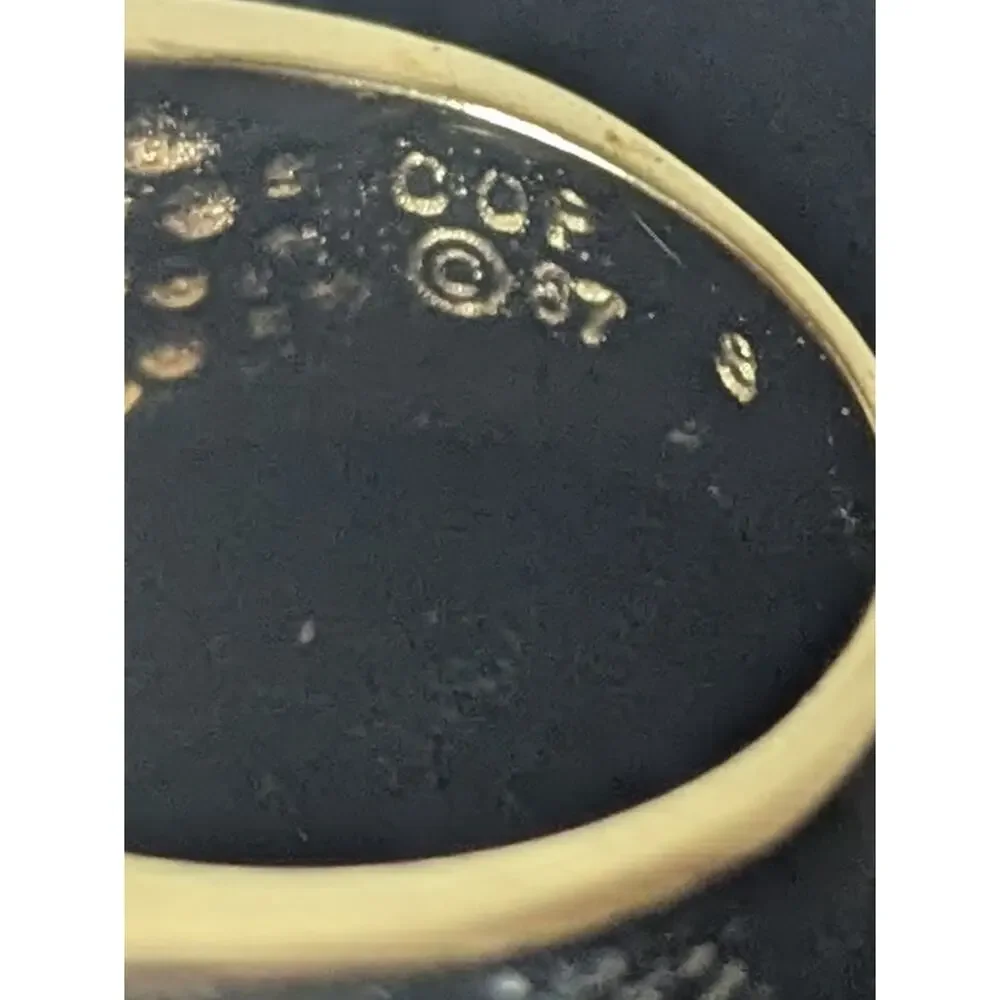 Vintage Castings on Parade Chain Link Ring Size 7.5 Black Enamel Gold Plated